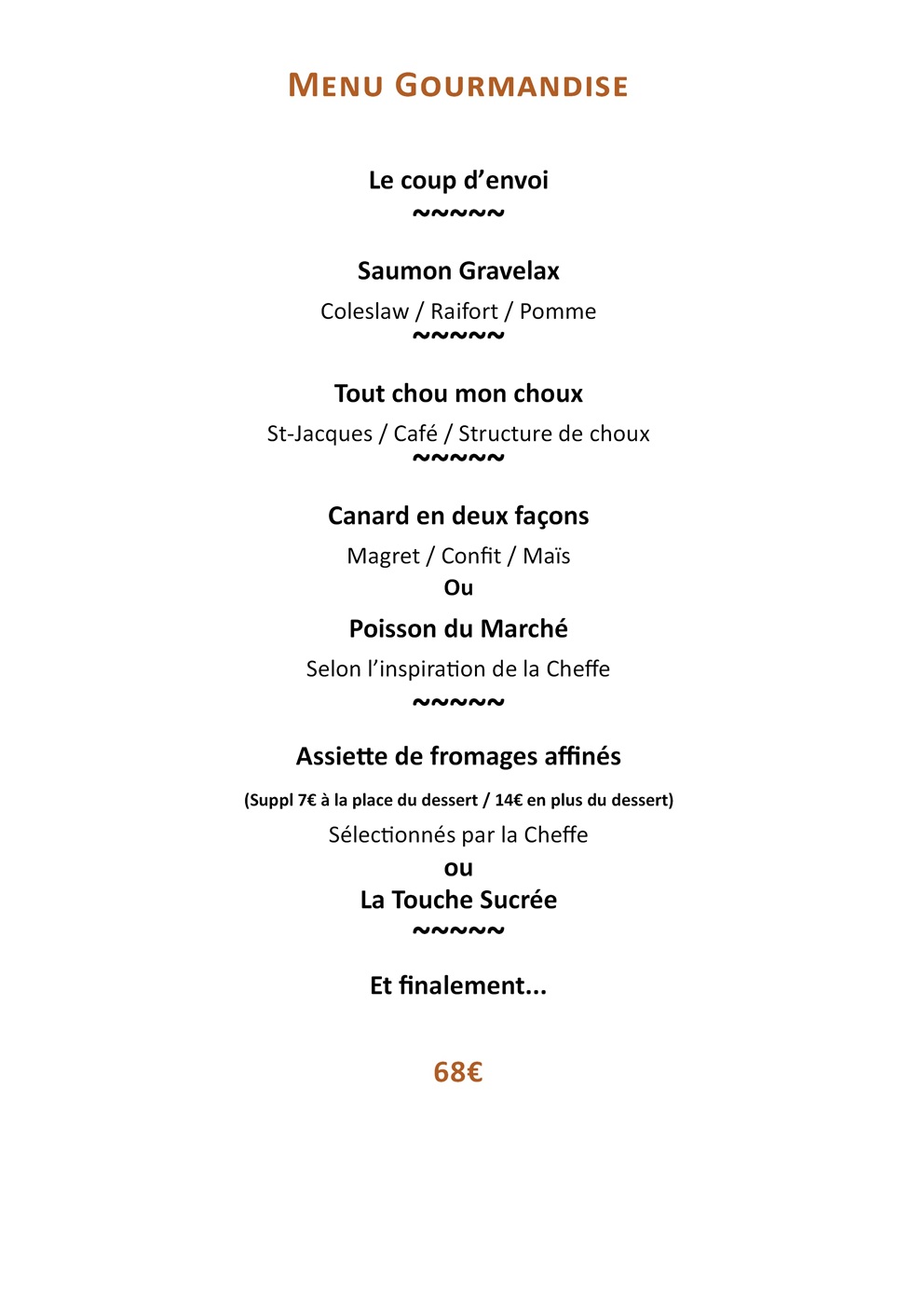 Menu Gourmandise