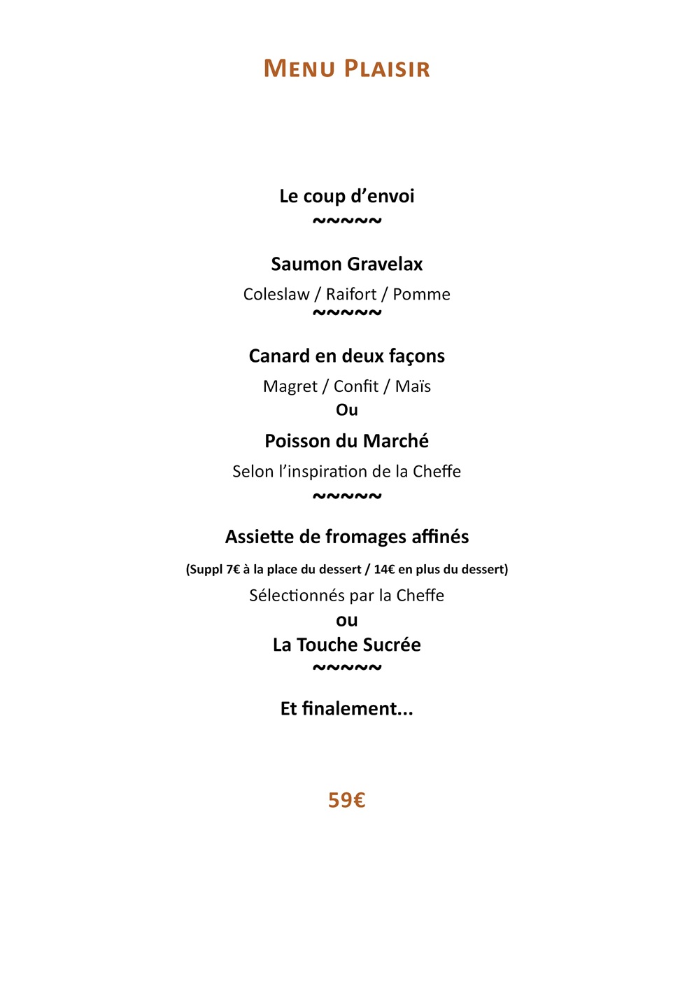 Menu Plaisir