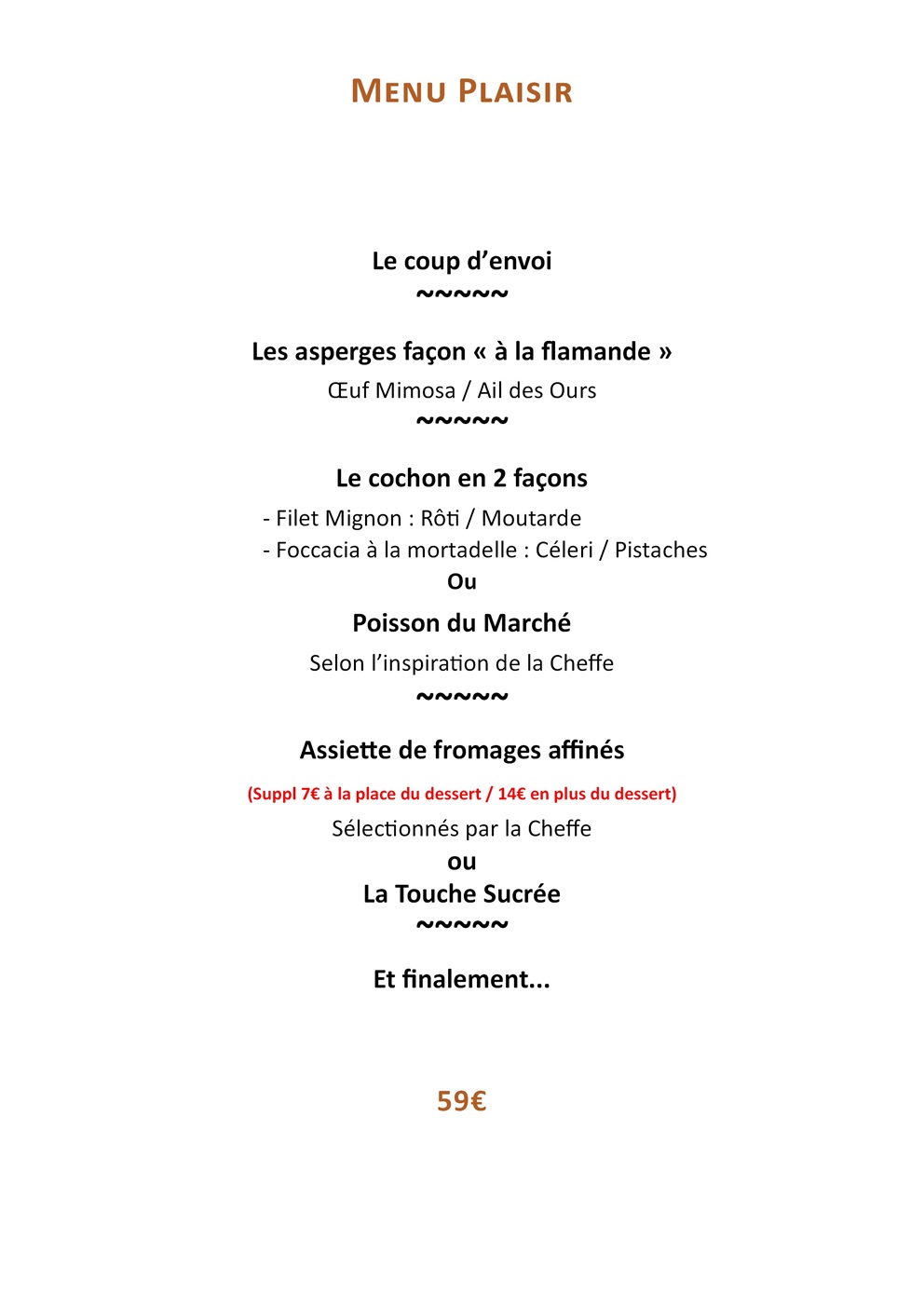 Menu Plaisir